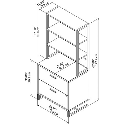 Bush Business Furniture Method 2 Drawer Lateral File Cabinet with Hutch, White (MTH012WHSU)