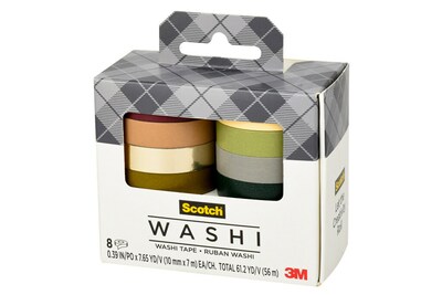 Scotch Washi Solid Earth Washi Tape, 0.39 x 7.65 yds., Multicolor, 8 Rolls/Pack (C1017-8-SOL3)