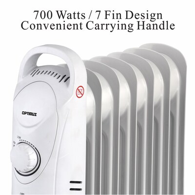 Optimus 700 Watt 2198 BTU Portable Radiator Electric Heater, White (93690001M)