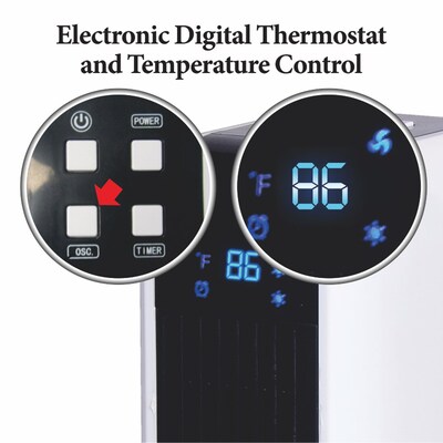 Optimus 1500 Watt 4710 BTU Portable Ceramic Tower Electric Heater, White (936109272M)