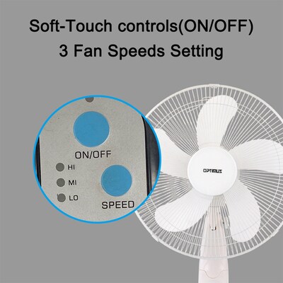 Optimus 16” Oscillating Stand Fan 3 Speed, White (93678901M)