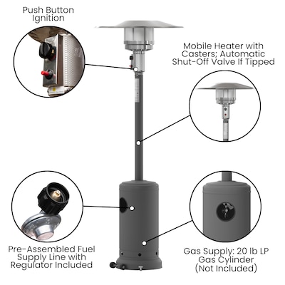 Flash Furniture Sol Propane Patio Outdoor Heater, 40,000 BTU, Slate Gray (NANHSSAGHGY)