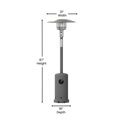Flash Furniture Sol Propane Patio Outdoor Heater, 40,000 BTU, Slate Gray (NANHSSAGHGY)