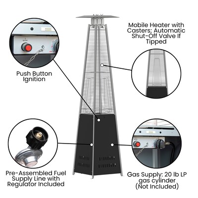 Flash Furniture Sol Propane Patio Outdoor Heater, 42,000 BTU, Black (NANFSDC02BK)