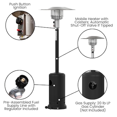 Flash Furniture Sol Propane Patio Outdoor Heater, 40,000 BTU, Black (NANHSSAGHBK)