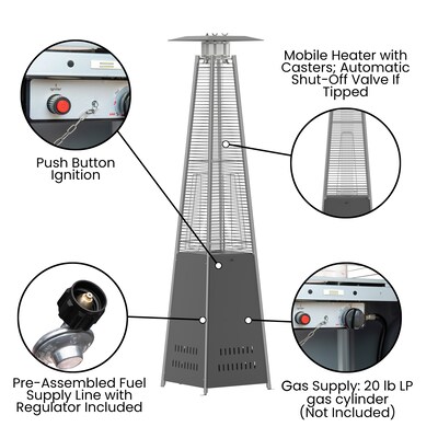 Flash Furniture Sol Propane Patio Outdoor Heater, 42,000 BTU, Slate Gray (NANFSDC01GY)