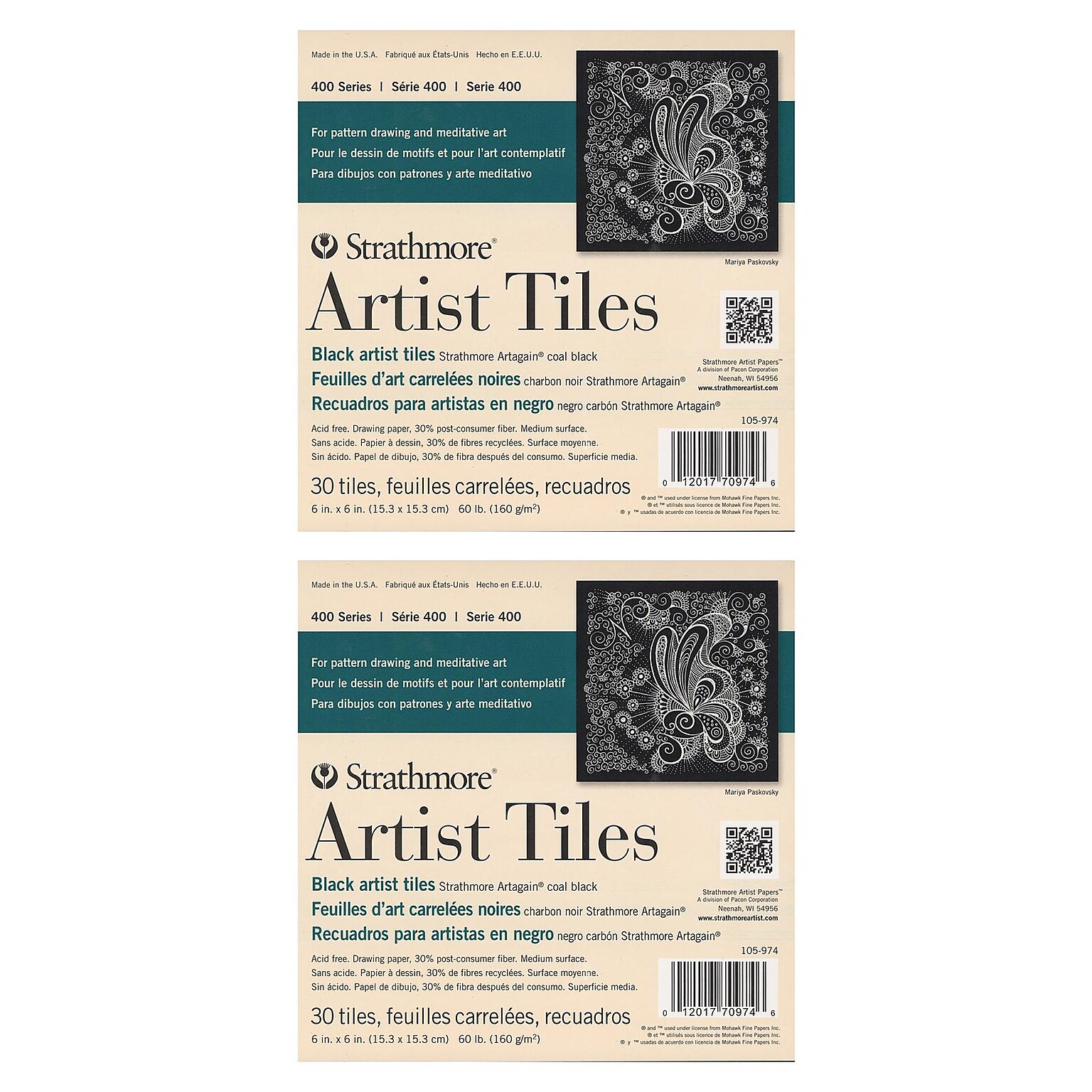Strathmore Artist Tiles black drawing pad of 30 6 in. x 6 in. [Pack of 2](PK2-105-974-1)
