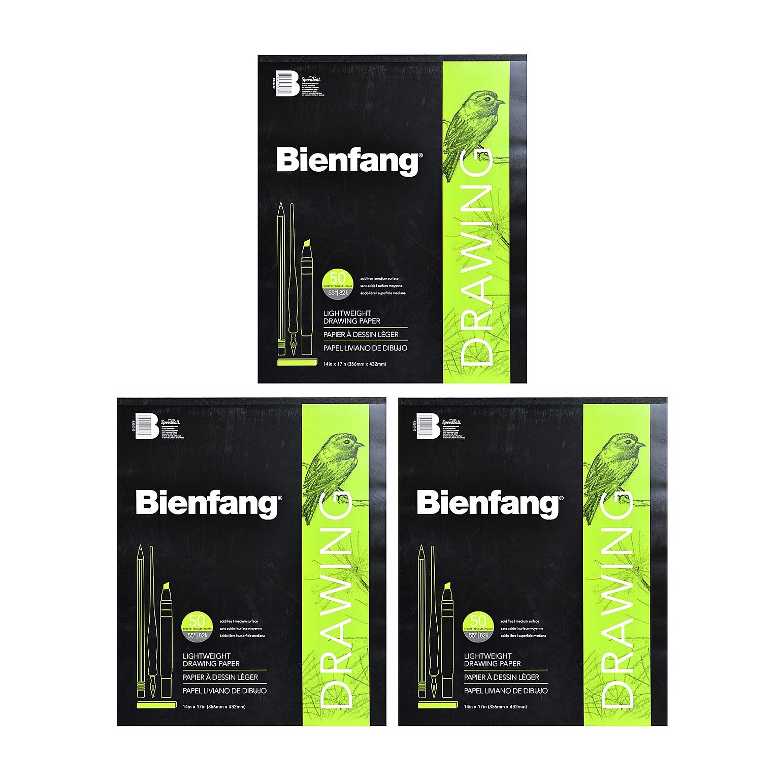 Bienfang 501 Giant Drawing Paper Pad 14 in. x 17 in. pad of 50 [Pack of 3](PK3-R230742)