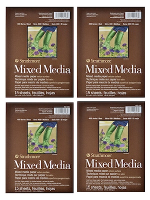 Strathmore 400 Series Mixed Media Pads, 6 in. x 8 in., 15 Sheets, 4/Pack (PK4-462-106)