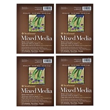 Strathmore 400 Series Mixed Media Pads, 6 in. x 8 in., 15 Sheets, 4/Pack (PK4-462-106)