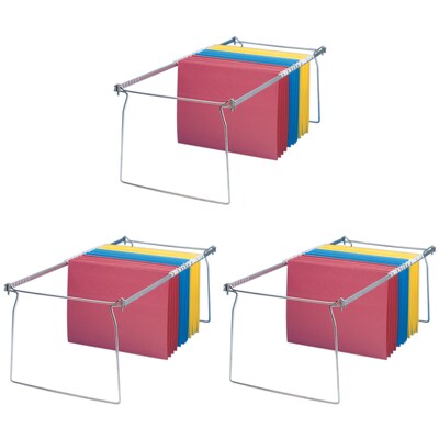 Charles Leonard Hanging File Frame, Letter Size, Assorted Colors, 3/Bundle (CHL950EA-3)