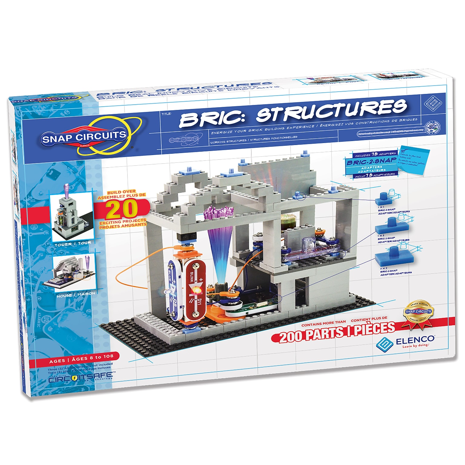 Elenco Snap Circuits Bric, Structures, 200 Pieces (EE-SCBRIC1)