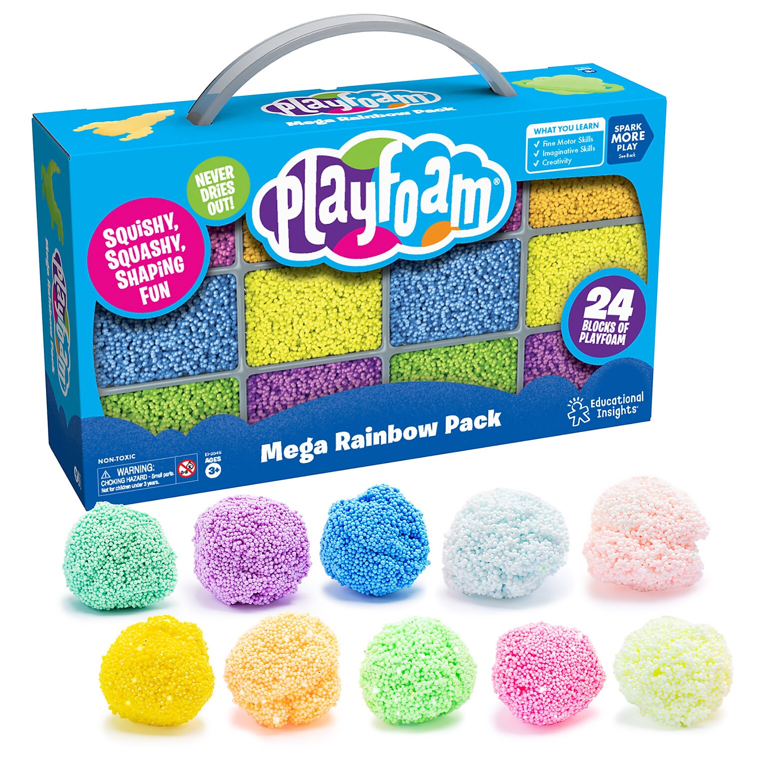 Educational Insights Playfoam Mega Rainbow Pack, 24 Blocks Of Playfoam (EI-2045)