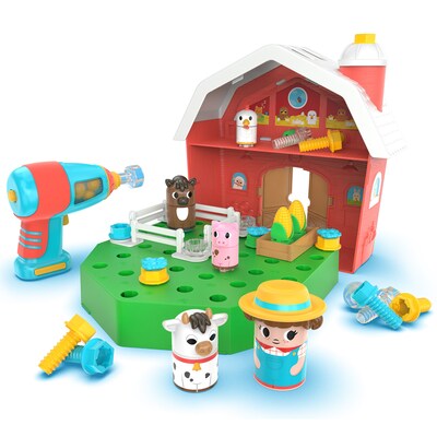 Educational Insights Design & Drill Bolt Buddies Barn STEM Toy, 32 Pieces (EI-4134)
