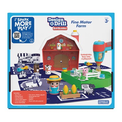 Educational Insights Design & Drill Bolt Buddies Barn STEM Toy, 32 Pieces (EI-4134)