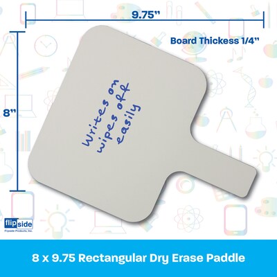 Flipside Products Single-Sided Rectangular Dry Erase Answer Paddle, 8" x 9.75", 12/Bundle (FLP10038-12)