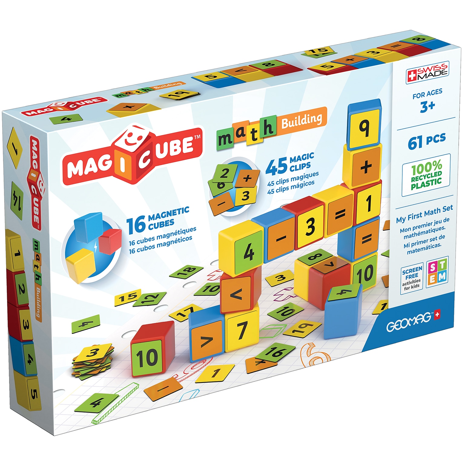 Geomag Magicube Math Building Set, Recycled, 61 Pieces (GMW257)