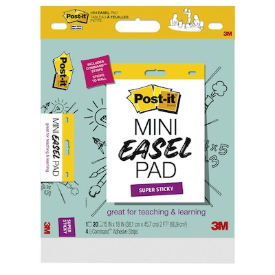 Post-it® Super Sticky Mini Easel Pad, 15 x 18, White, 20 Sheets (MMM577SS)