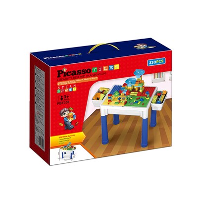 PicassoTiles Building Blocks Activity Center Table Set, 334 Pieces (PCTPBT330)