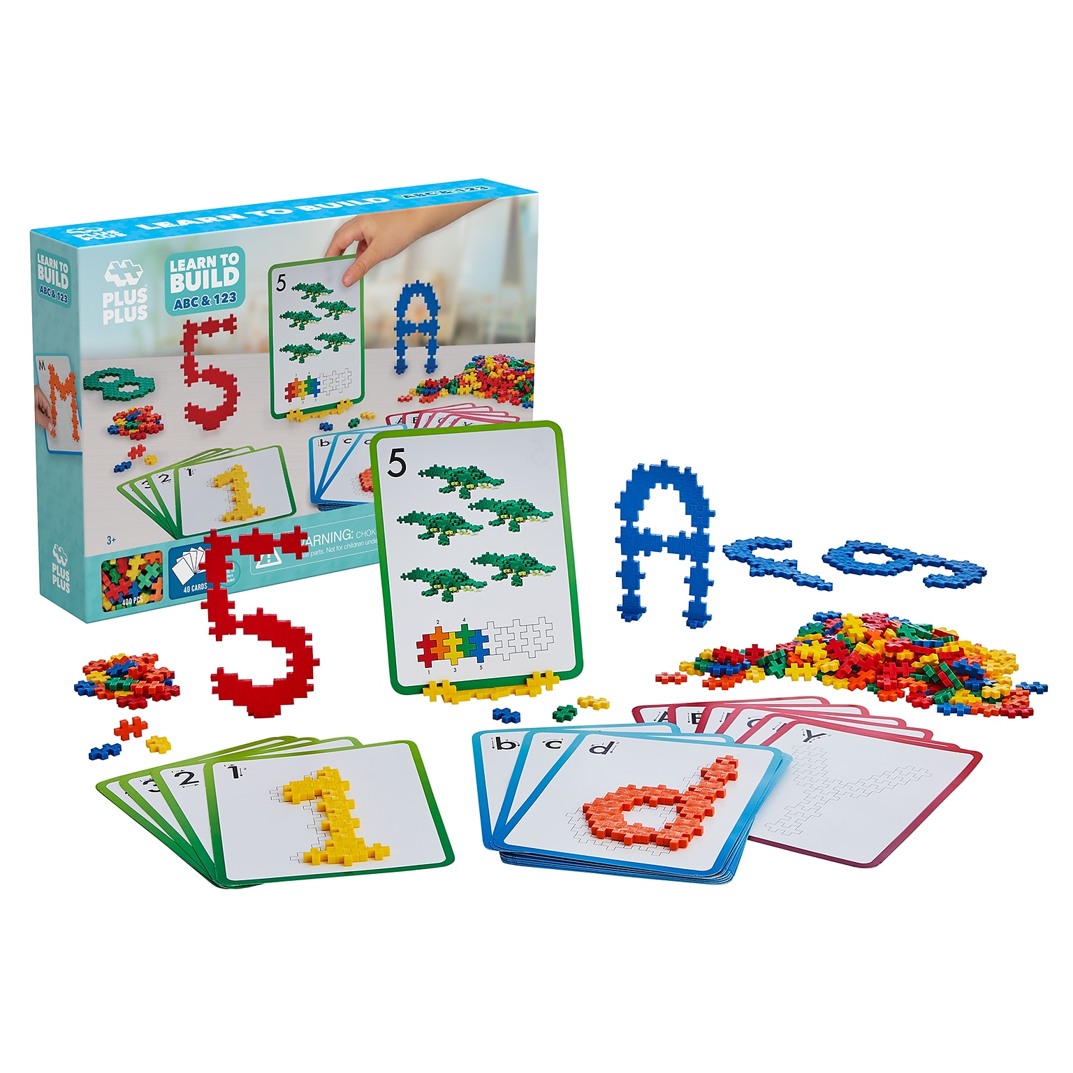 Plus-Plus Learn to Build ABCs & 123s - 400 Pieces & 40 Cards (PLL05099)