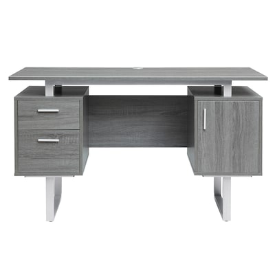 Techni Mobili 51.25W Modern Office Desk with Storage, Gray (RTA-7002-GRY)