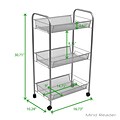 Mind Reader AMESH3T-SIL 3 Tier Mobile Office Cart, Silver