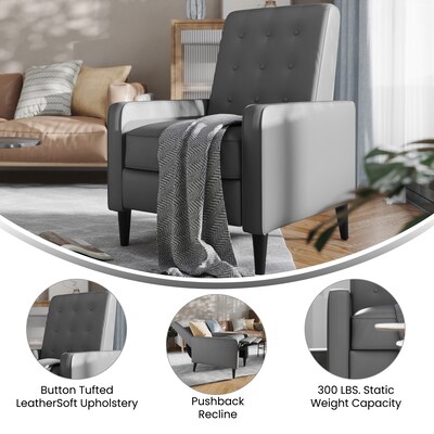Flash Furniture Ezra LeatherSoft Pushback Recliner, Light Gray (SGSX80415NLGY)