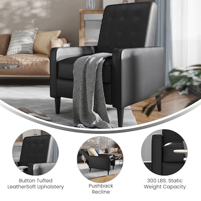 Flash Furniture Ezra LeatherSoft Pushback Recliner, Black (SGSX80415NBK)