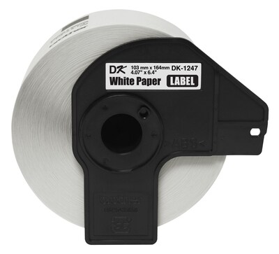 Brother DK-1247 Large Shipping Paper Labels, 6-4/10" x 4-7/100", Black on White, 180 Labels/Roll (DK-1247)