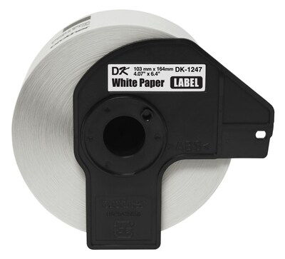 Brother DK-1247 Large Shipping Paper Labels, 6-4/10 x 4-7/100, Black on White, 180 Labels/Roll (DK