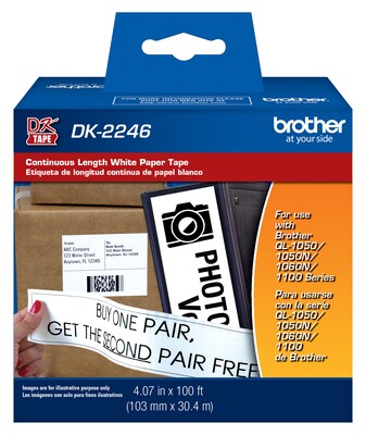 Brother DK-2246 Extra Wide Width Continuous Paper Labels, 4-7/100 x 100, Black on White (DK-2246)