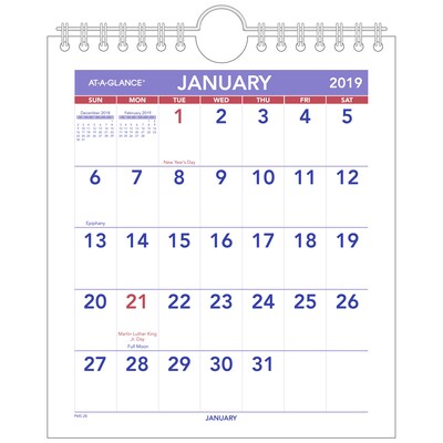 AT-A-GLANCE® Mini Monthly Wall Calendar, 12 Months, January Start, 6 1/2 x 7 1/2 (PM5-28-19)