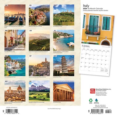 2024 BrownTrout Italy 12 x 12 Monthly Wall Calendar (9781975463311)