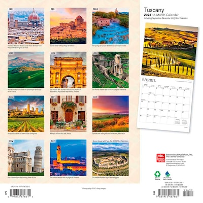 2024 BrownTrout Tuscany 12 x 12 Monthly Wall Calendar (9781975467661)