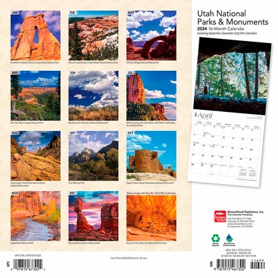 2024 BrownTrout Utah National Parks & Monuments 12" x 12" Monthly Wall Calendar (9781975467302)