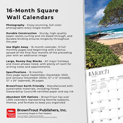 2024 BrownTrout Hawaii Wild & Scenic 12" x 12" Monthly Wall Calendar (9781975463069)