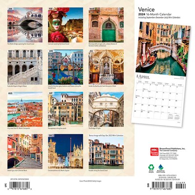 2024 BrownTrout Venice 12 x 12 Monthly Wall Calendar (9781975467685)