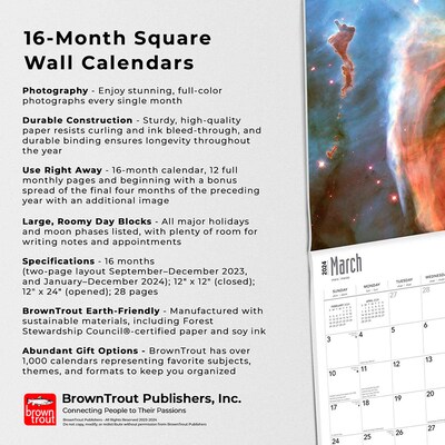 2024 BrownTrout Hubble Space Telescope 12" x 12" Monthly Wall Calendar (9781975463151)