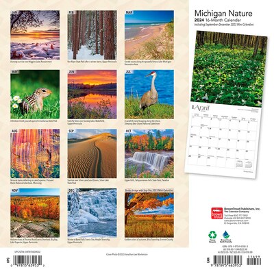 2024 BrownTrout Michigan Nature 12 x 12 Monthly Wall Calendar (9781975463953)