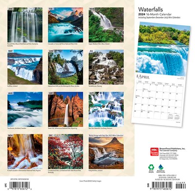 2024 BrownTrout Waterfalls 12" x 12" Monthly Wall Calendar (9781975465612)