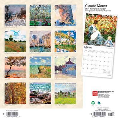 2024 BrownTrout Claude Monet 12" x 12" Monthly Wall Calendar (9781975464059)
