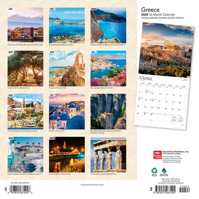 2024 BrownTrout Greece 12 x 12 Monthly Wall Calendar (9781975467494)
