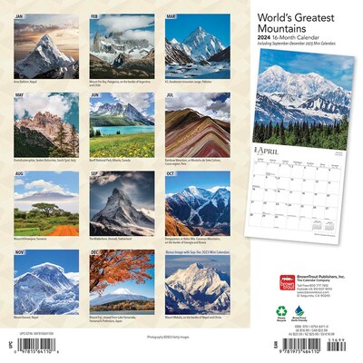2024 BrownTrout Worlds Greatest Mountains 12 x 12 Monthly Wall Calendar (9781975464110)