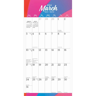 2024 BrownTrout Big & Bright Large Print Matte 12" x 12" Monthly Wall Calendar (9781975457945)