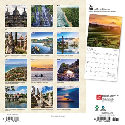 2024 BrownTrout Bali 12 x 12 Monthly Wall Calendar (9781975467395)