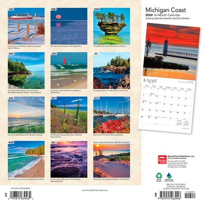2024 BrownTrout Michigan Coast 12 x 12 Monthly Wall Calendar (9781975463946)