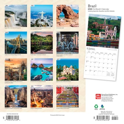 2024 BrownTrout Brazil 12" x 12" Monthly Wall Calendar (9781975467418)