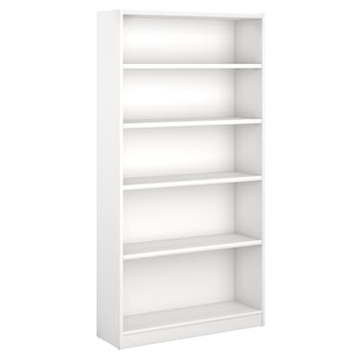 Bush Furniture Universal 72H 5-Shelf Bookcase with Adjustable Shelves, Pure White (WL12417)