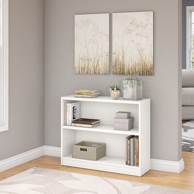 Bush Furniture Universal 2-Shelf Bookcase, 37W x 11-2/3D x 30H, Pure White (WL12413)