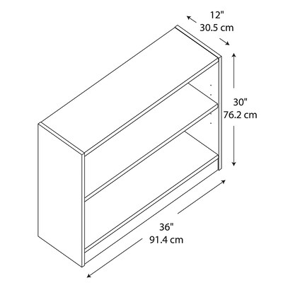 Bush Furniture Universal 2-Shelf Bookcase, 37"W x 11-2/3"D x 30"H, Pure White (WL12413)